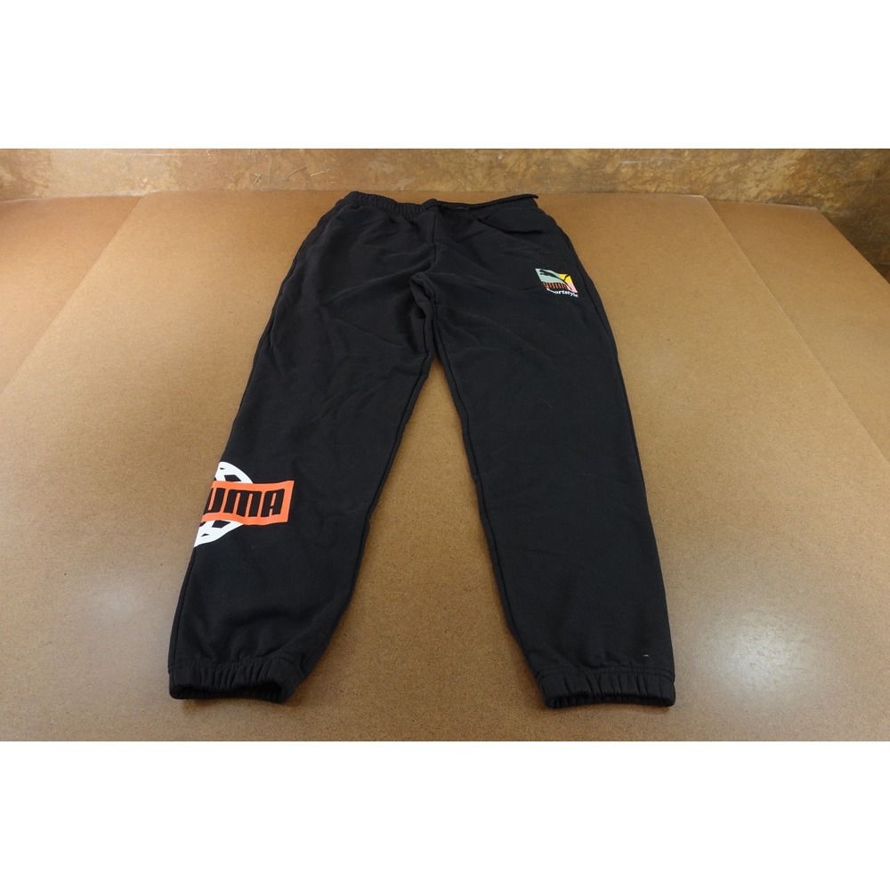Puma Classics Brand Love Mens Large Black Drawstring Pocketed Sweatpants NWT
